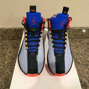 Jordan Blue and Red High-Top Sneakers